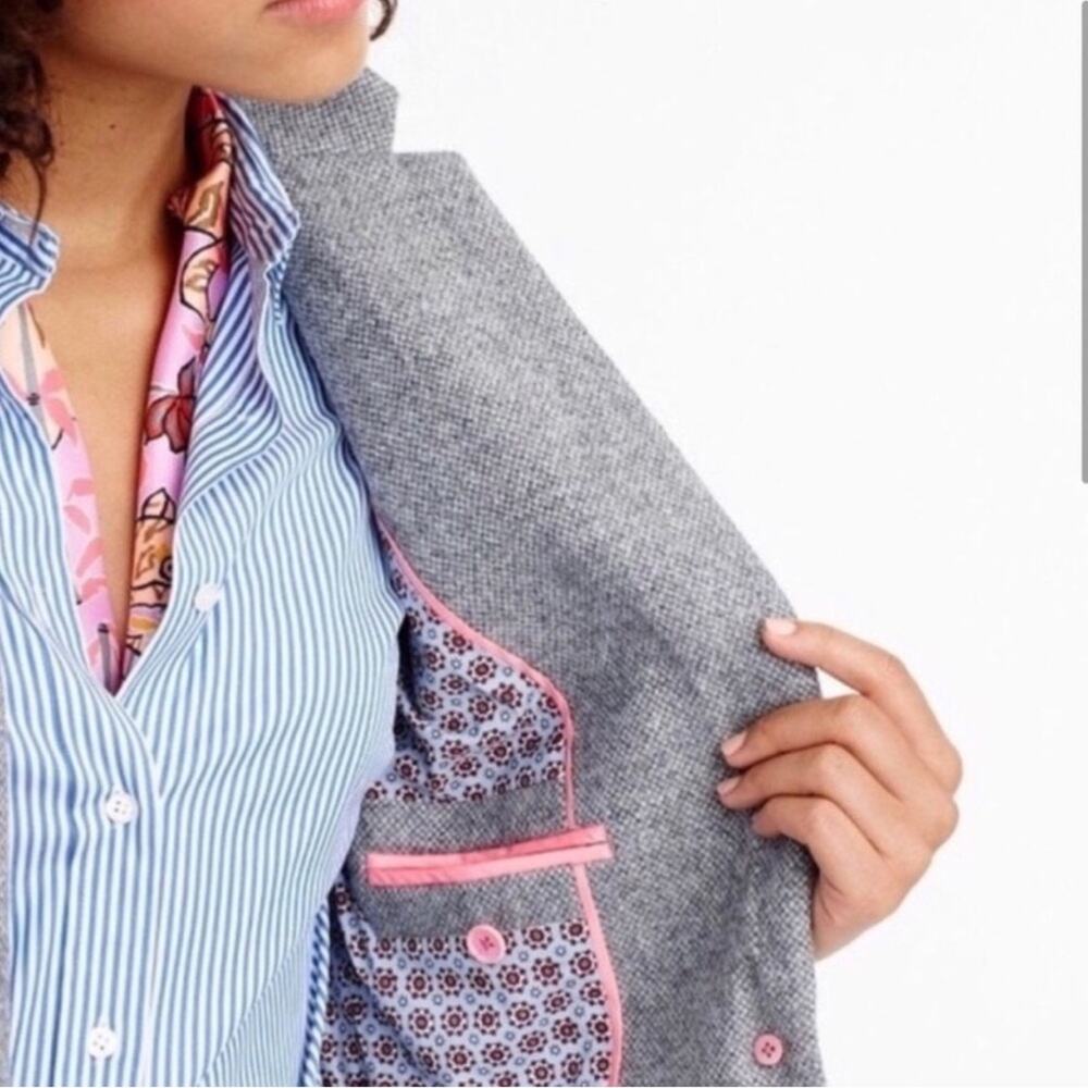 RARE J.Crew Campbell Donegal Blazer Wool Heather Graphite Sz 4 - Picture 4 of 16